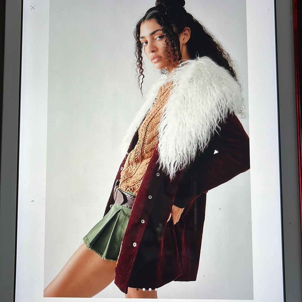 NWT Free People Lady Lane Faux Fur Collar Jacket